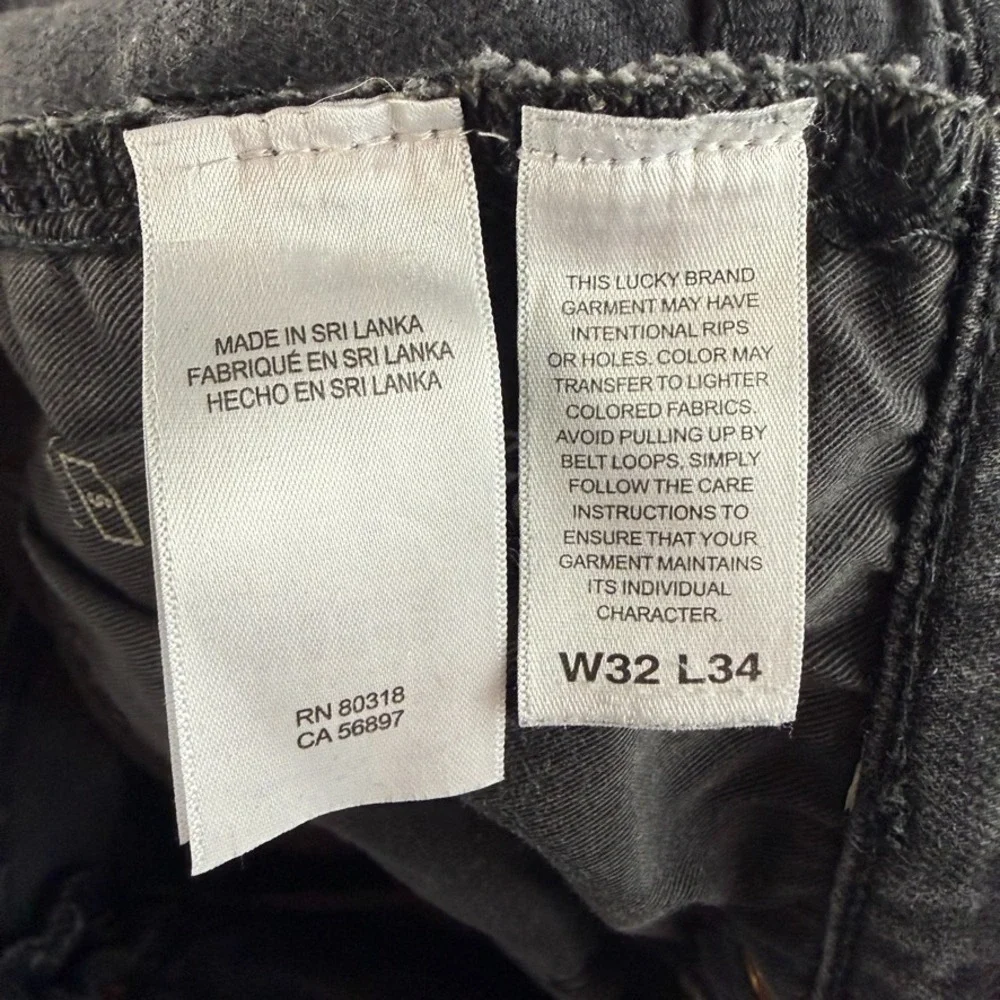 Lucky Brand Jeans Men 32x34 Black 363 Vintage Straight Dark Wash Stretch Denim